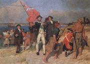 E.Phillips Fox landing of captain cook at botany bay,1770 oil painting